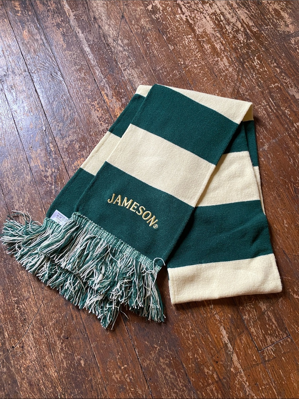 Jameson Green & Cream Striped Scarf